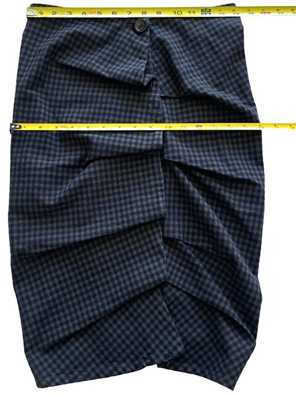 Alexander McQueen McQ Asymmetrical Blue Black Pencil Skirt Button Front Size 4US - Picture 14 of 16